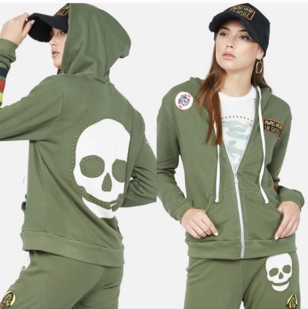 Lauren Moshi Lennox Stud Skull hoodie - Picture 3 of 16